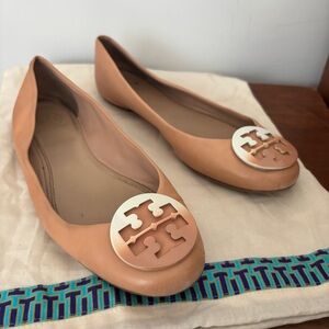 Tory Burch Beige Logo Flats
